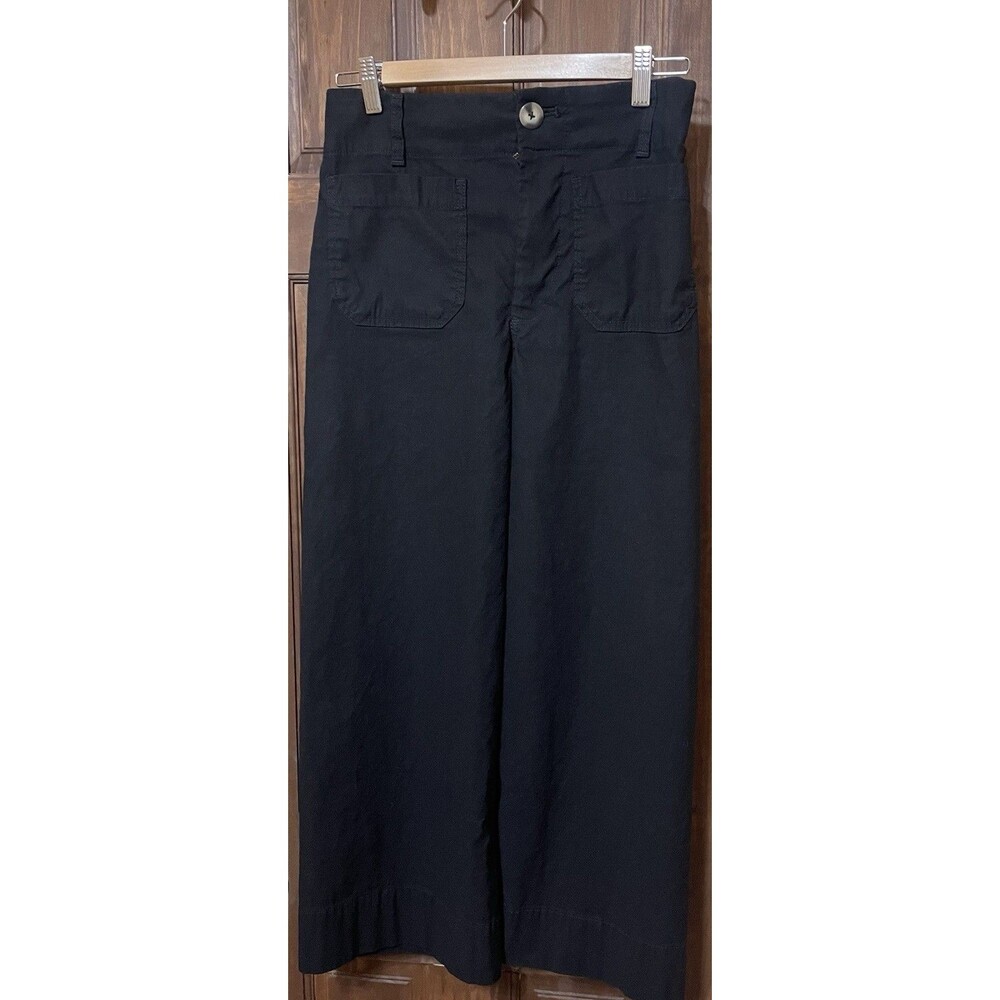 Maeve by Anthropologie Black “The Colette” Linen blend Crop Pants 24” Inseam 28P - Picture 3 of 4